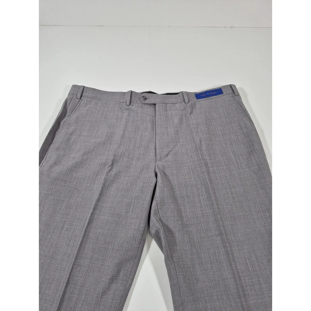 Giles & Jasper Dress Pants Mens 44x36 Gray Wool Stretch Flat Front Unhemmed NWT